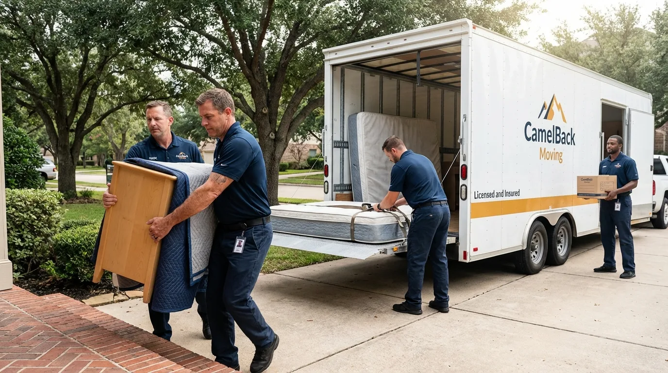 Crew loading residential truck for cross-state move from Ozark, MO